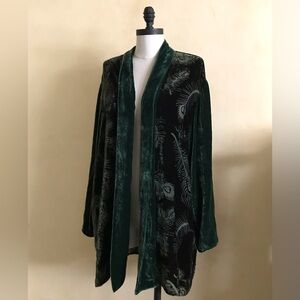 Vintage Green Velvet Kimono Jacket